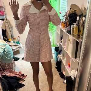 Ramage Vintage  Stylish Pink and White Women's Dress